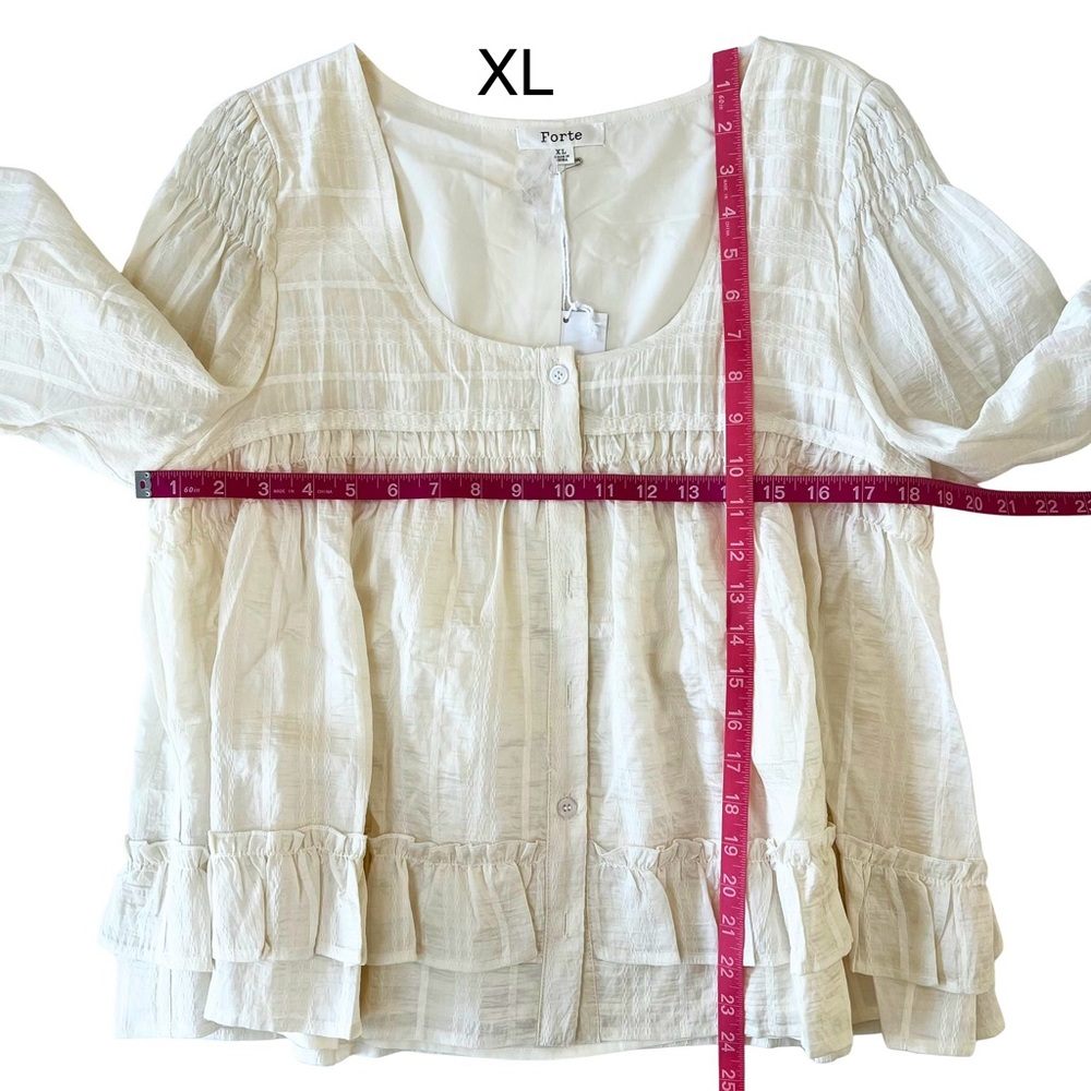 Ruffle Hem Peasant Blouse in Ecru - Picture 15 of 16